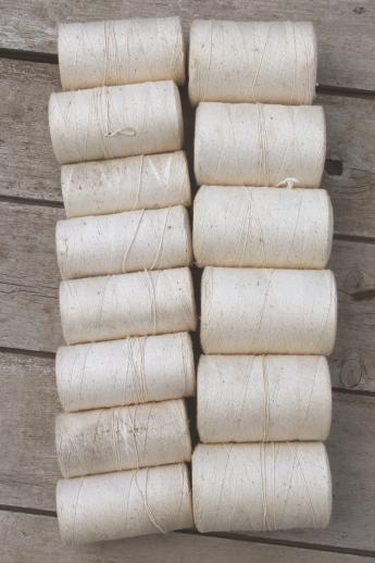 lot vintage natural cotton string rug thread, carpet warp weaving cord yarn