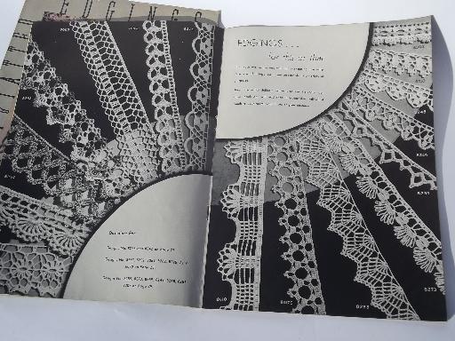 lot vintage needlework pattern booklets, crochet lace edgings and trims