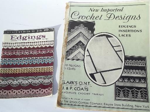 lot vintage needlework pattern booklets, crochet lace edgings and trims