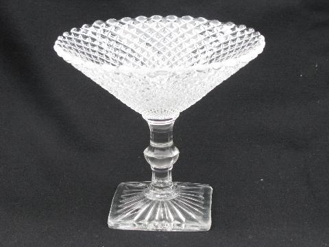 lot vintage pressed pattern glass compotes, Century, Candlewick, English Hobnail