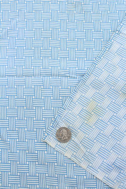 lot vintage printed cotton feedsack fabric, lavender / blue prints feed sacks