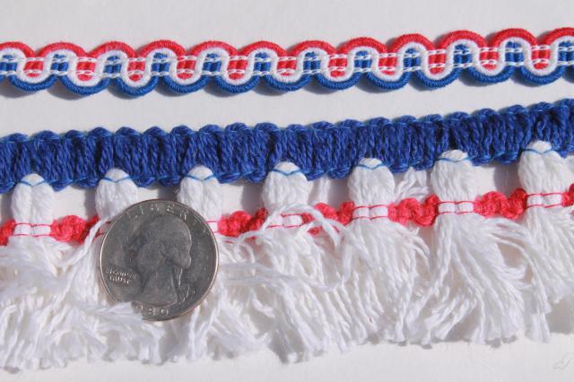 lot vintage red, white & blue trims & edgings for patriotic crafts & sewing projects