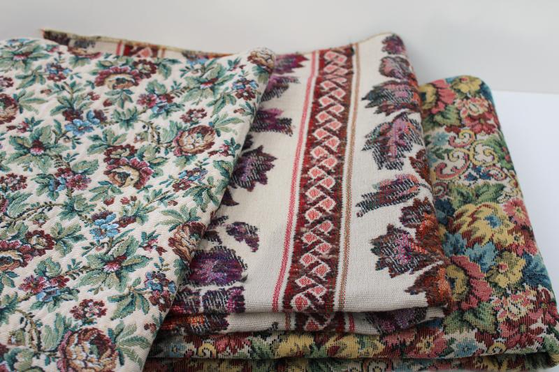 lot vintage upholstery fabric sample pieces and remnants, tapestry, jacquard