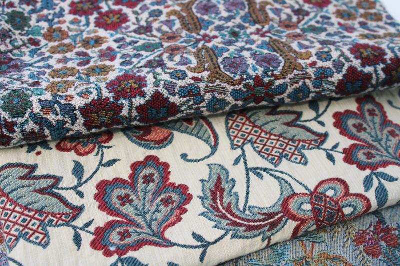 lot vintage upholstery fabric sample pieces and remnants, tapestry ...