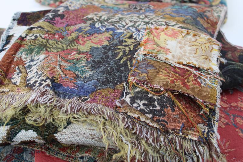 lot vintage upholstery fabric sample pieces and remnants, tapestry, jacquard