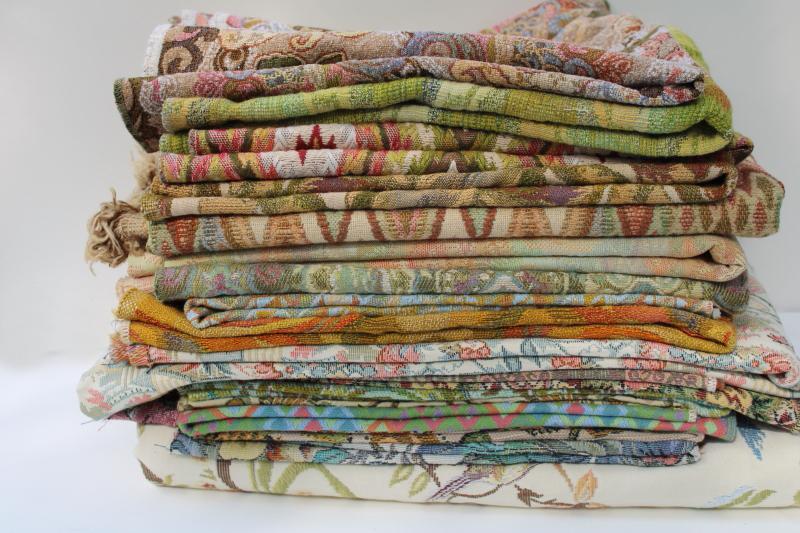 lot vintage upholstery fabric sample pieces and remnants, tapestry ...