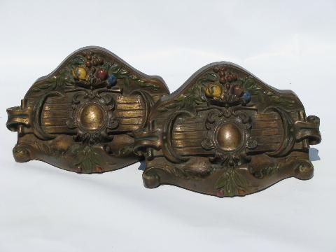 lovely ornate painted chalkware book ends, vintage bookends