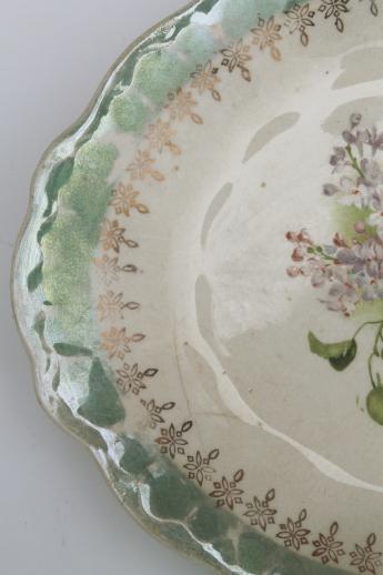 lovely shabby old antique lilac floral china serving platter or tray
