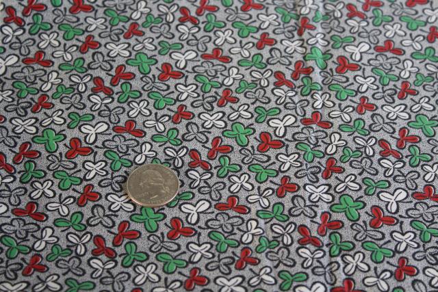 lucky hidden four leaf clover shamrock print cotton fabric, 30s 40s vintage