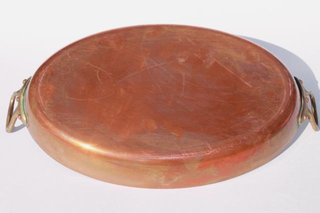 made in France huge heavy copper oval baking dish, saute pan or gratin paella