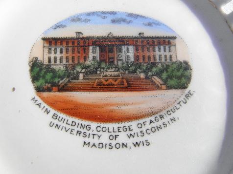 main Agriculture building UW Madison, early 1900s antique china plate
