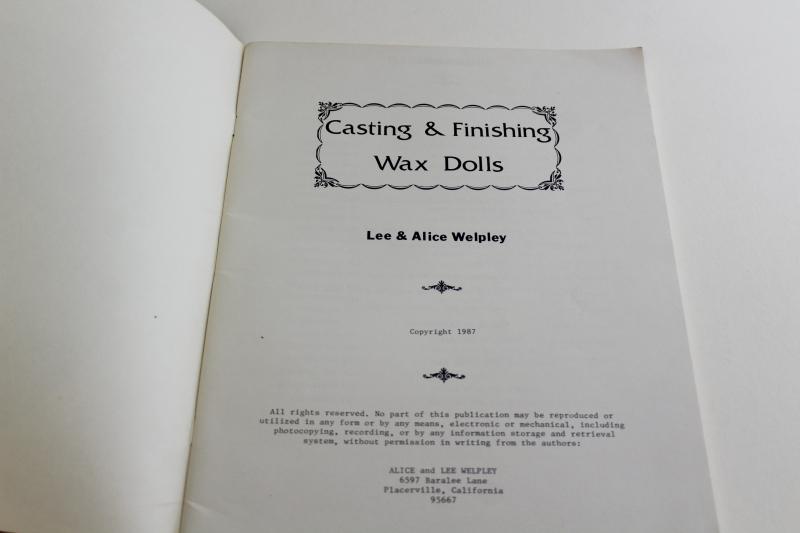 making wax dolls, casting and finishing instruction booklet / vintage catalog