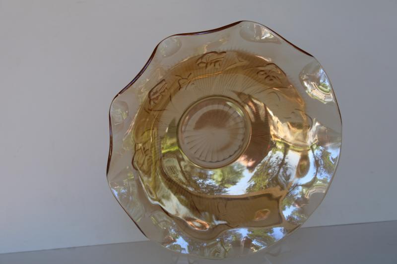 marigold iridescent Jeannette iris and herringbone floragold vintage carnival glass bowl