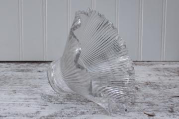 marked Holophane vintage prismatic ribbed clear glass shade for lamp or industrial light