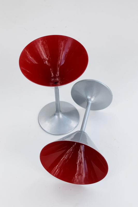matte silver / red martini cocktail glasses, Stolzle Lausitz Germany