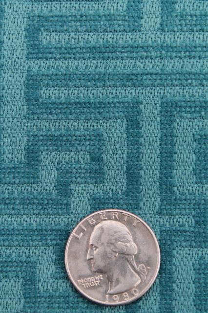 mediterranean ocean blue soft chenille upholstery fabric, vintage decorator remnant material