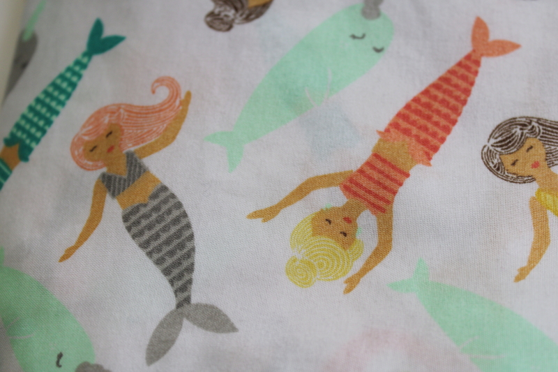 mermaids print Target label full flat sheet poly microfiber fabric for sewing, costumes