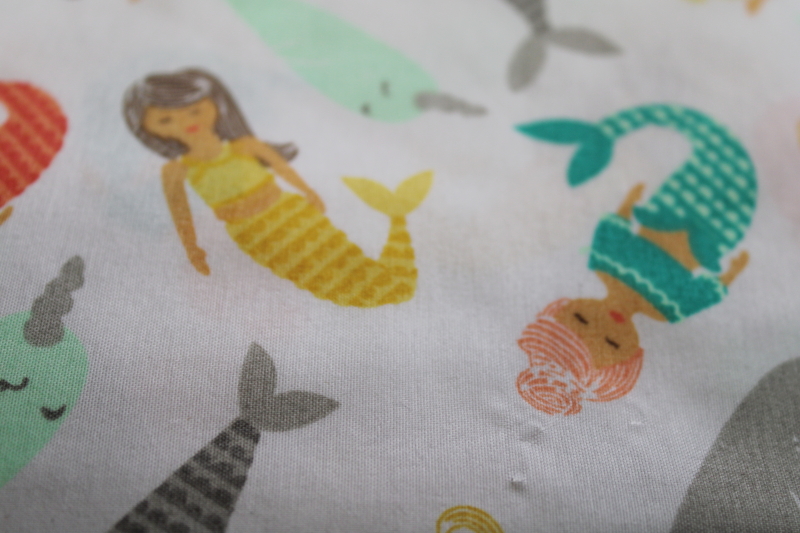 mermaids print Target label full flat sheet poly microfiber fabric for sewing, costumes