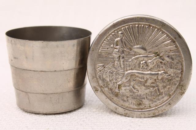 metal drinking cups pocket portable camp travel, collapsible folding cup lot antique & vintage
