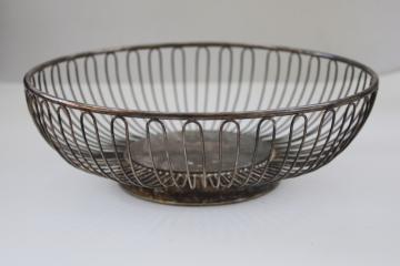 mid century mod silver plate wire basket centerpiece bowl, 60s 70s vintage minimalist decor