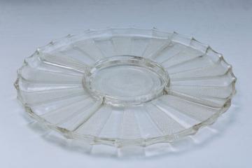 mid century mod vintage Jeannette glass Dewdrop pattern relish tray or snack server divided sections plate
