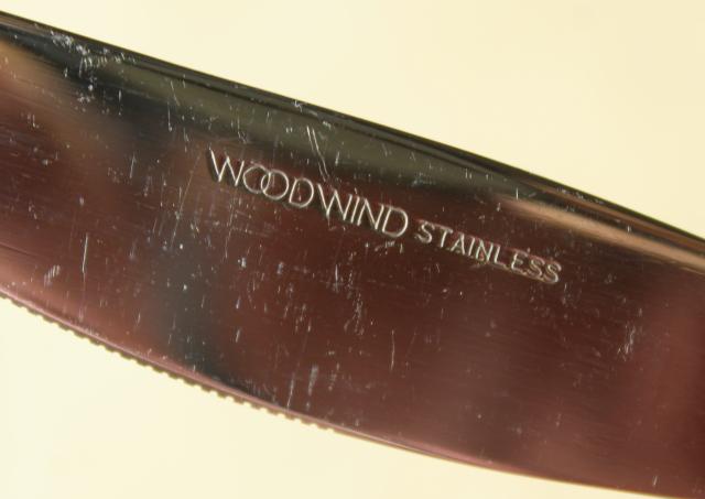 mid century mod vintage Woodwind stainless flatware w/ rosewood melamine handles