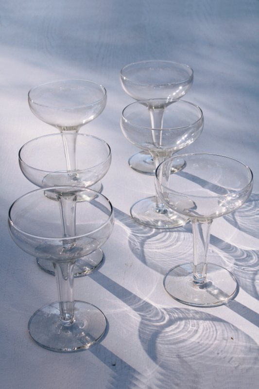 mid century mod vintage hollow stem champagne glasses or cocktail glass set of 6