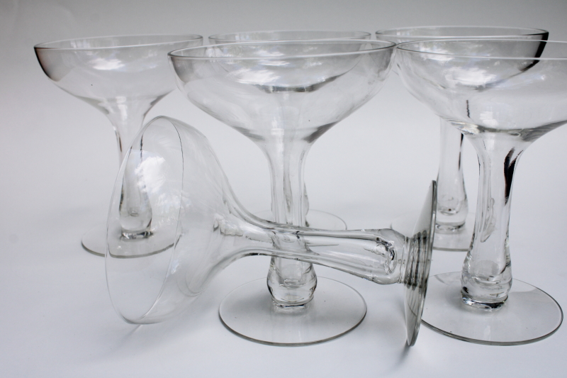mid-century mod vintage hollow stem champagne glasses or cocktail glass set of 6