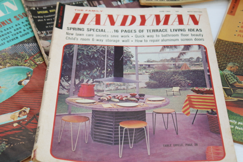mid century modern DIY home projects, lot of Family Handyman magazines