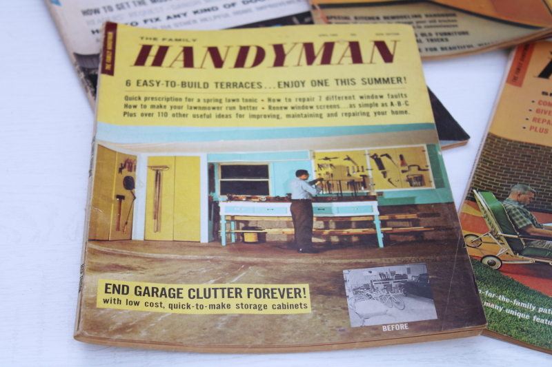 mid century modern DIY home projects, lot of Family Handyman magazines