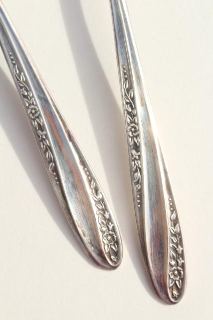 mid century modern Precious silver plate flatware 1950s vintage silverware w/ retro floral 