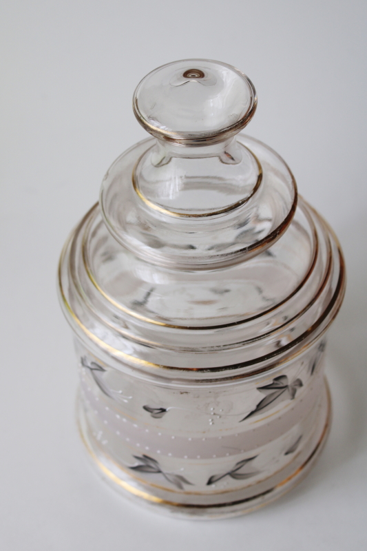 mid century modern glass candy dish, mod genie bottle apothecary jar shape, very retro