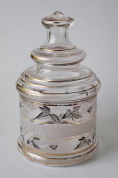 mid century modern glass candy dish, mod genie bottle apothecary jar shape, very retro