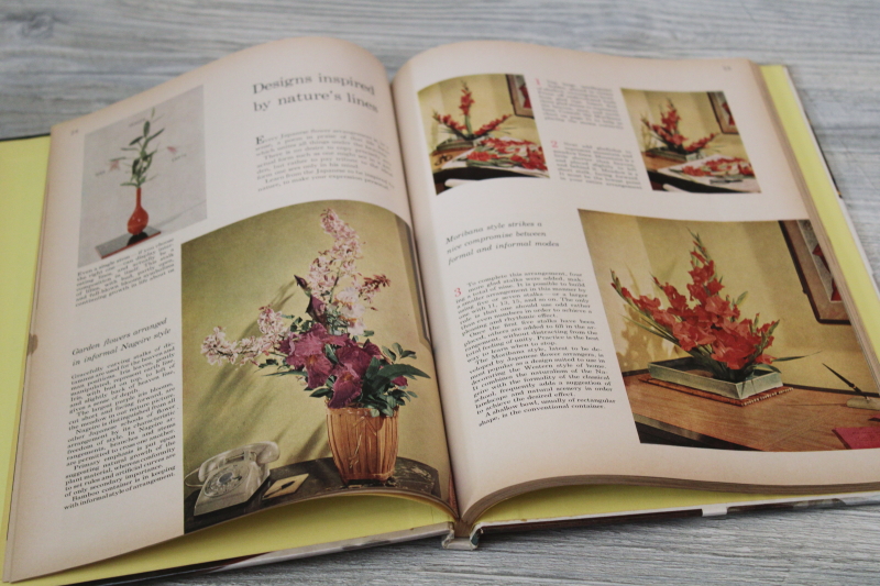 mid century modern vintage Better Homes  Gardens flower arranging, ikebana, mod  formal arrangements