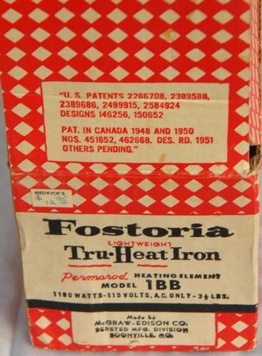 mid century streamlined vintage laundry iron w/original box