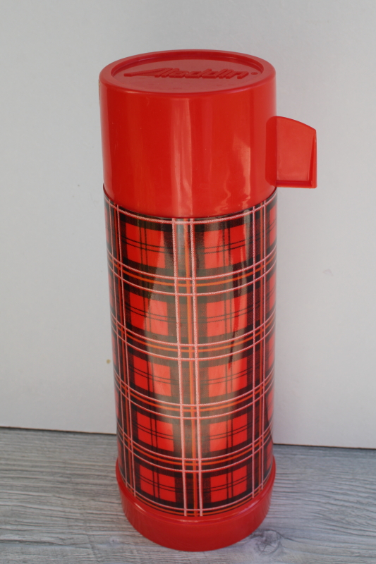 Antique Cranberry Red or Orange Thermos, MCM Mid Century Made in USA, Glass  Insulator One Pint, Revelation Aladdin Thermos 50s 60s Metal 