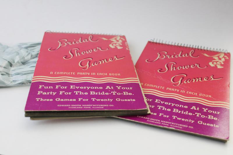 mid-century vintage Bride to be bridal shower party games, wedding car streamers