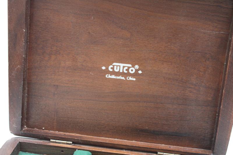 mid century vintage Cutco branded walnut wood knife box for steak knives set