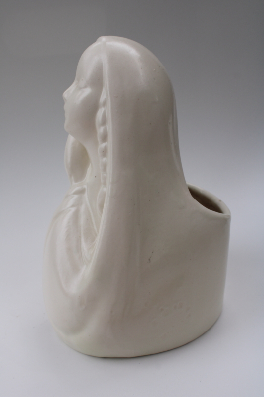 mid-century vintage Madonna, white glaze ceramic large planter vase Haeger pottery