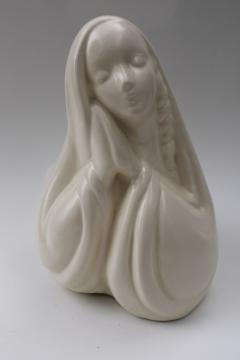 mid-century vintage Madonna, white glaze ceramic large planter vase Haeger pottery
