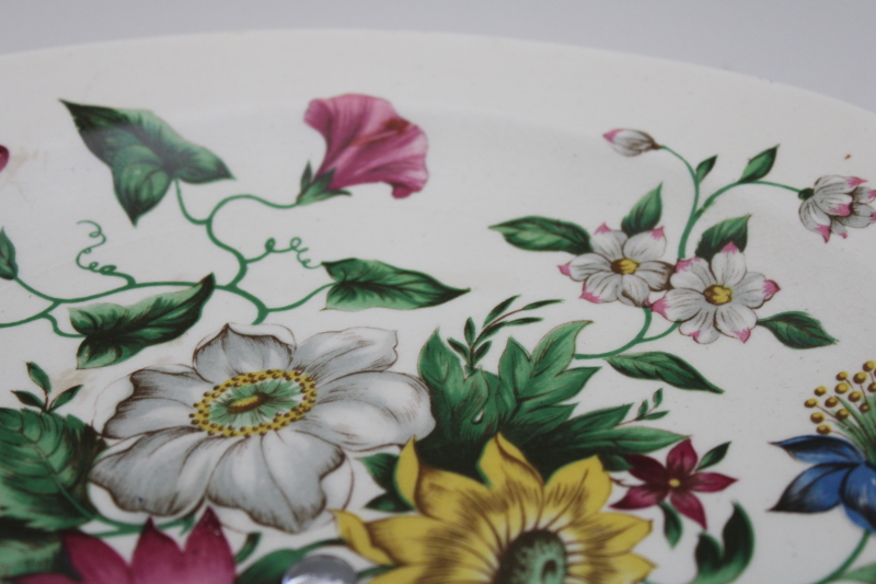 mid century vintage Midwinter Staffordshire china tea tray cake stand, clematis floral