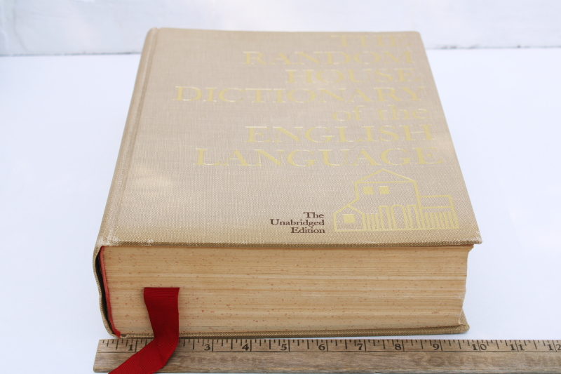 mid century vintage Random House Dictionary of the English Language, big old book w/ tan cloth cover