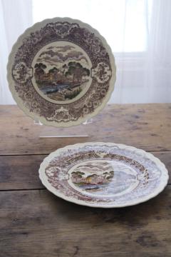 mid century vintage Vernon Kilns pottery dinner plates, 1860 scenes of old California history, Ed Botsford art