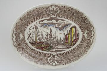 mid century vintage Vernon Kilns pottery platter, 1860 scenes of old California history, Ed Botsford art