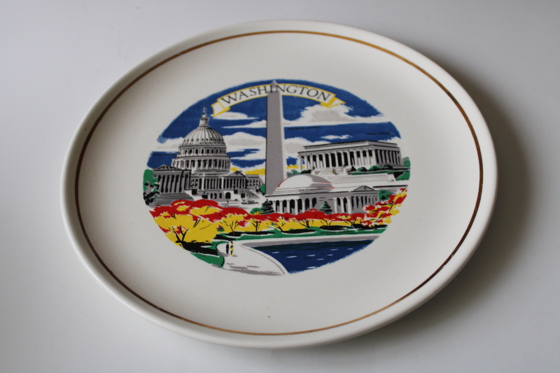 midcentury vintage Washington DC souvenir, china plate made in Wheeling West Virginia