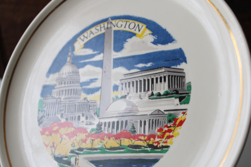 midcentury vintage Washington DC souvenir, china plate made in Wheeling West Virginia