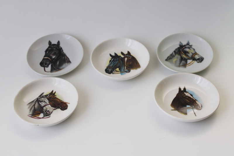 mid century vintage ceramic dishes w/ horses, Kentucky Derby souvenirs lot
