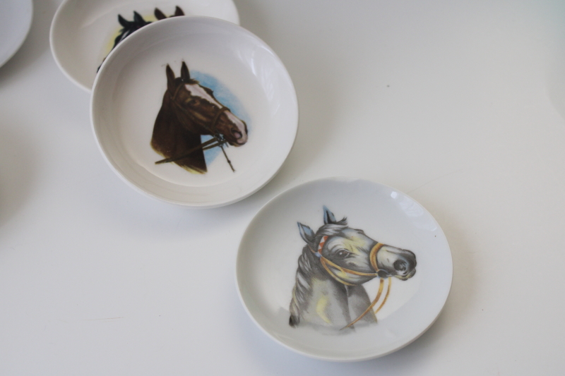 mid century vintage ceramic dishes w/ horses, Kentucky Derby souvenirs lot