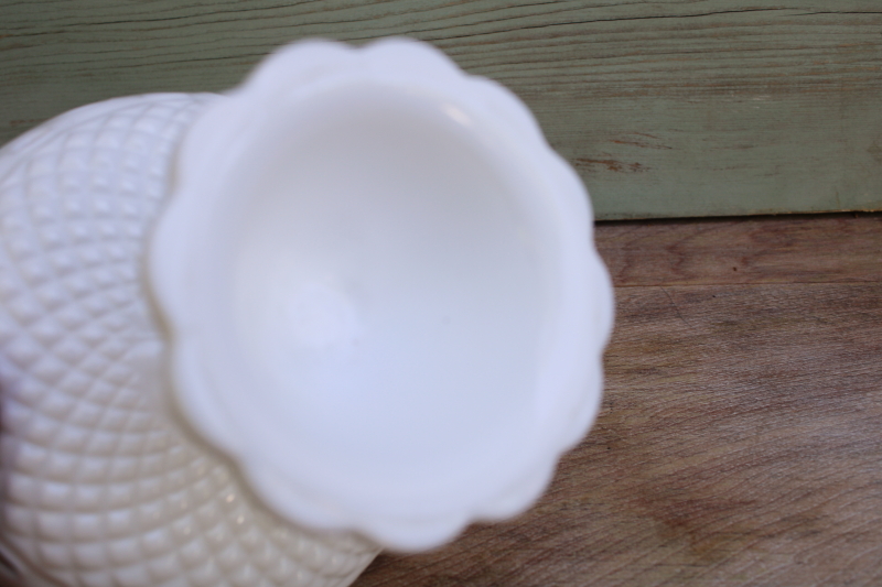 mid-century vintage milk glass candy dish lace edge Imperial glass small compote