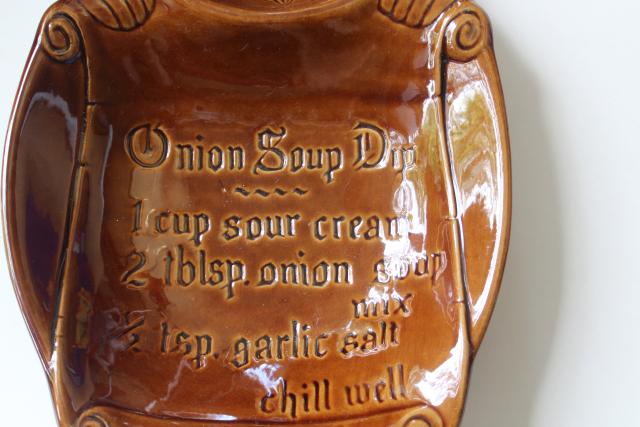 mid century vintage onion soup dip recipe bowl, kitschy chef ceramic chip n dip